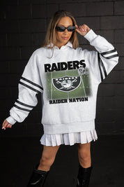 LAS VEGAS RAIDERS OFF THE GRID STRIPE SLEEVE CREWNECK SWEATSHIRT