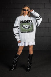 LAS VEGAS RAIDERS OFF THE GRID STRIPE SLEEVE CREWNECK SWEATSHIRT