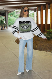 LAS VEGAS RAIDERS OFF THE GRID STRIPE SLEEVE CREWNECK SWEATSHIRT