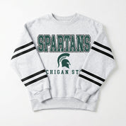 MICHIGAN STATE SPARTANS STADIUM STRIPES STRIPE SLEEVE CREWNECK SWEATSHIRT