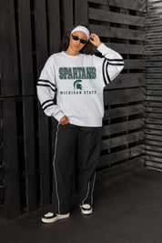 MICHIGAN STATE SPARTANS STADIUM STRIPES STRIPE SLEEVE CREWNECK SWEATSHIRT