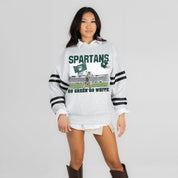 MICHIGAN STATE SPARTANS OFF THE GRID STRIPE SLEEVE CREWNECK SWEATSHIRT