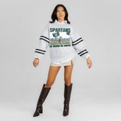 MICHIGAN STATE SPARTANS OFF THE GRID STRIPE SLEEVE CREWNECK SWEATSHIRT