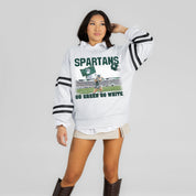 MICHIGAN STATE SPARTANS OFF THE GRID STRIPE SLEEVE CREWNECK SWEATSHIRT