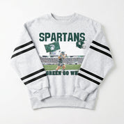 MICHIGAN STATE SPARTANS OFF THE GRID STRIPE SLEEVE CREWNECK SWEATSHIRT