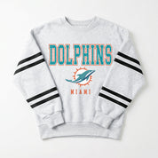 MIAMI DOLPHINS STADIUM STRIPES STRIPE SLEEVE CREWNECK SWEATSHIRT