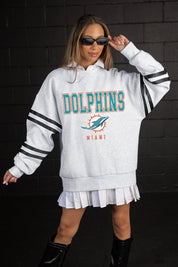 MIAMI DOLPHINS STADIUM STRIPES STRIPE SLEEVE CREWNECK SWEATSHIRT