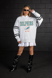 MIAMI DOLPHINS STADIUM STRIPES STRIPE SLEEVE CREWNECK SWEATSHIRT