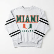 MIAMI HURRICANES STADIUM STRIPES STRIPE SLEEVE CREWNECK SWEATSHIRT