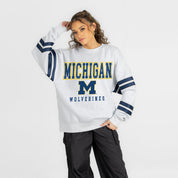 MICHIGAN WOLVERINES STADIUM STRIPES STRIPE SLEEVE CREWNECK SWEATSHIRT