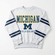 MICHIGAN WOLVERINES STADIUM STRIPES STRIPE SLEEVE CREWNECK SWEATSHIRT