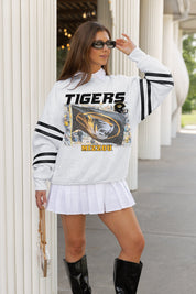 MISSOURI TIGERS OFF THE GRID STRIPE SLEEVE CREWNECK SWEATSHIRT