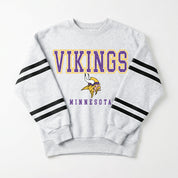 MINNESOTA VIKINGS STADIUM STRIPES STRIPE SLEEVE CREWNECK SWEATSHIRT
