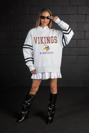 MINNESOTA VIKINGS STADIUM STRIPES STRIPE SLEEVE CREWNECK SWEATSHIRT