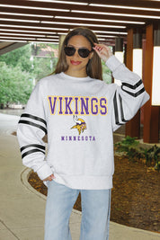 MINNESOTA VIKINGS STADIUM STRIPES STRIPE SLEEVE CREWNECK SWEATSHIRT