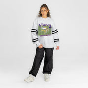 MINNESOTA VIKINGS OFF THE GRID STRIPE SLEEVE CREWNECK SWEATSHIRT