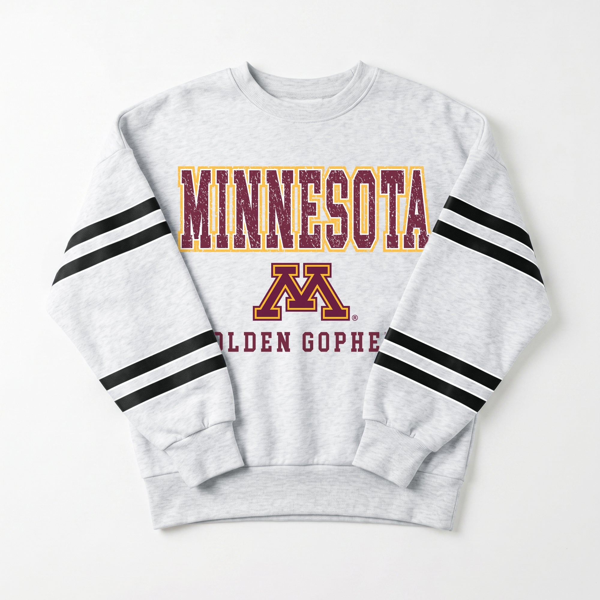 MINNESOTA GOLDEN GOPHERS STADIUM STRIPES STRIPE SLEEVE CREWNECK SWEATSHIRT