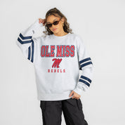 OLE MISS REBELS STADIUM STRIPES STRIPE SLEEVE CREWNECK SWEATSHIRT