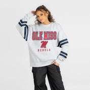 OLE MISS REBELS STADIUM STRIPES STRIPE SLEEVE CREWNECK SWEATSHIRT