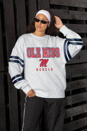 OLE MISS REBELS STADIUM STRIPES STRIPE SLEEVE CREWNECK SWEATSHIRT