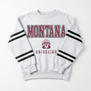 MONTANA GRIZZLIES STADIUM STRIPES STRIPE SLEEVE CREWNECK SWEATSHIRT