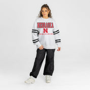 NEBRASKA CORNHUSKERS STADIUM STRIPES STRIPE SLEEVE CREWNECK SWEATSHIRT