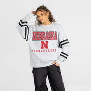 NEBRASKA CORNHUSKERS STADIUM STRIPES STRIPE SLEEVE CREWNECK SWEATSHIRT