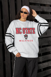 NORTH CAROLINA STATE WOLFPACK STADIUM STRIPES STRIPE SLEEVE CREWNECK SWEATSHIRT