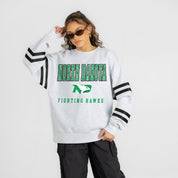 NORTH DAKOTA FIGHTING HAWKS STADIUM STRIPES STRIPE SLEEVE CREWNECK SWEATSHIRT