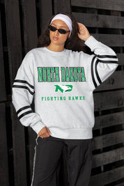 NORTH DAKOTA FIGHTING HAWKS STADIUM STRIPES STRIPE SLEEVE CREWNECK SWEATSHIRT