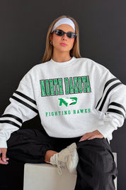 NORTH DAKOTA FIGHTING HAWKS STADIUM STRIPES STRIPE SLEEVE CREWNECK SWEATSHIRT