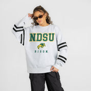 NORTH DAKOTA STATE BISON STADIUM STRIPES STRIPE SLEEVE CREWNECK SWEATSHIRT