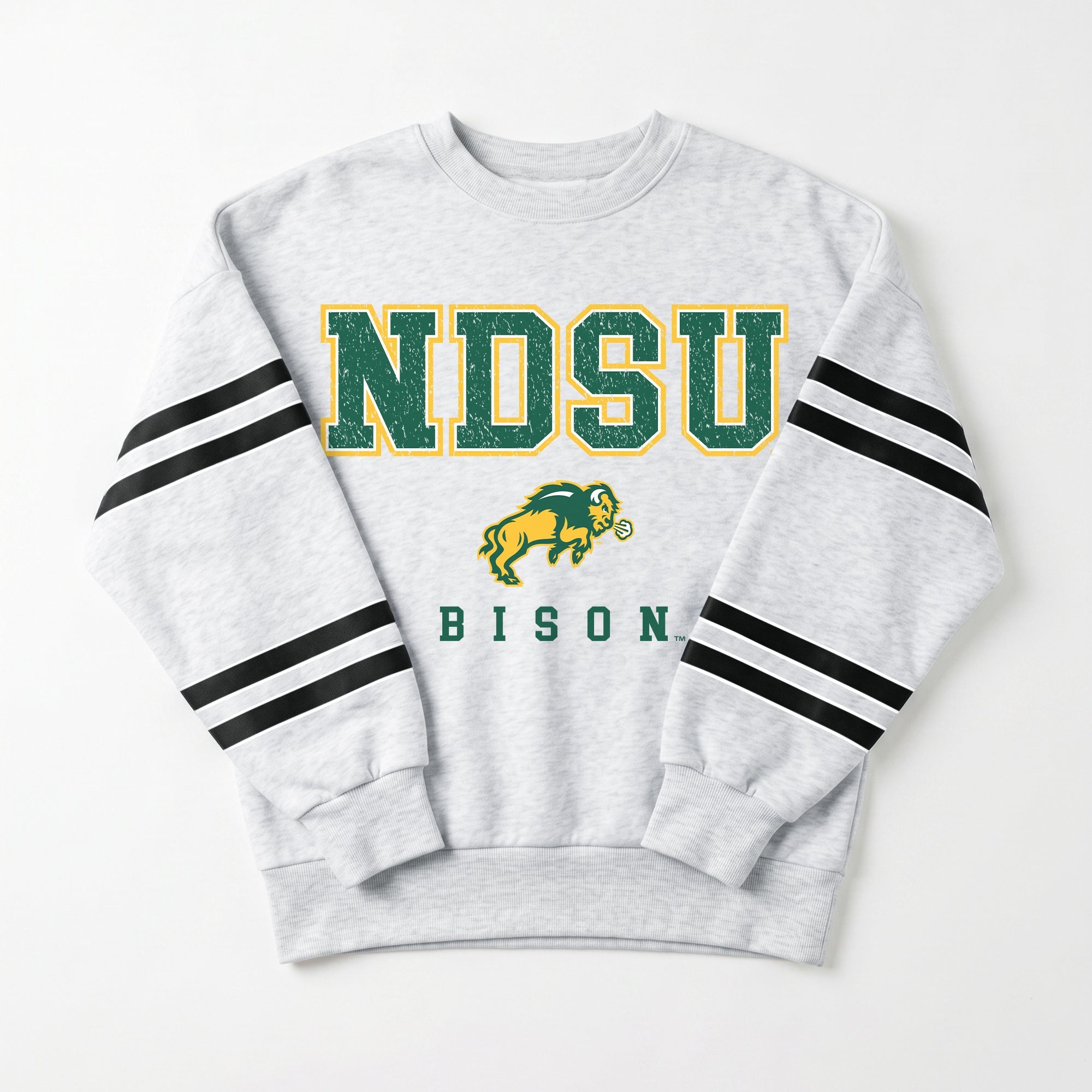 NORTH DAKOTA STATE BISON STADIUM STRIPES STRIPE SLEEVE CREWNECK SWEATSHIRT