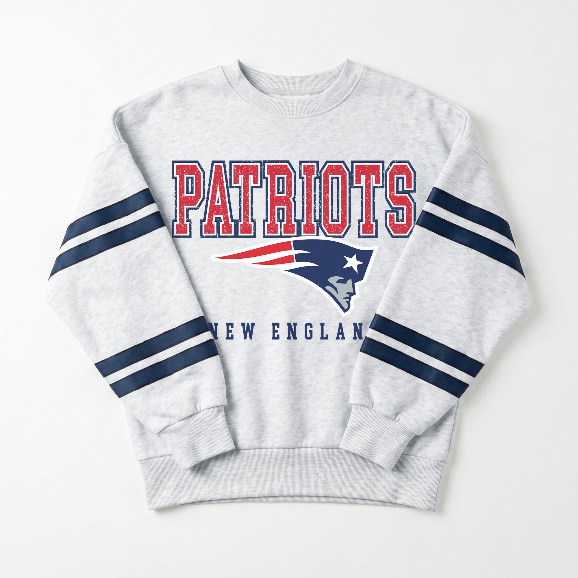 NEW ENGLAND PATRIOTS STADIUM STRIPES STRIPE SLEEVE CREWNECK SWEATSHIRT