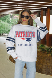 NEW ENGLAND PATRIOTS STADIUM STRIPES STRIPE SLEEVE CREWNECK SWEATSHIRT
