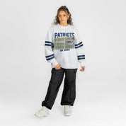 NEW ENGLAND PATRIOTS OFF THE GRID STRIPE SLEEVE CREWNECK SWEATSHIRT