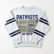 NEW ENGLAND PATRIOTS OFF THE GRID STRIPE SLEEVE CREWNECK SWEATSHIRT