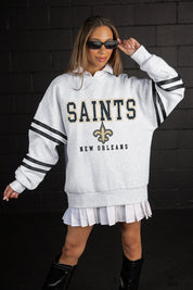 NEW ORLEANS SAINTS STADIUM STRIPES STRIPE SLEEVE CREWNECK SWEATSHIRT