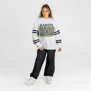 NEW ORLEANS SAINTS OFF THE GRID STRIPE SLEEVE CREWNECK SWEATSHIRT