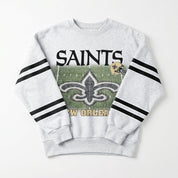 NEW ORLEANS SAINTS OFF THE GRID STRIPE SLEEVE CREWNECK SWEATSHIRT