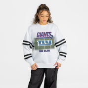 NEW YORK GIANTS OFF THE GRID STRIPE SLEEVE CREWNECK SWEATSHIRT