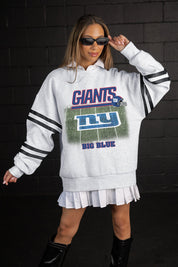 NEW YORK GIANTS OFF THE GRID STRIPE SLEEVE CREWNECK SWEATSHIRT
