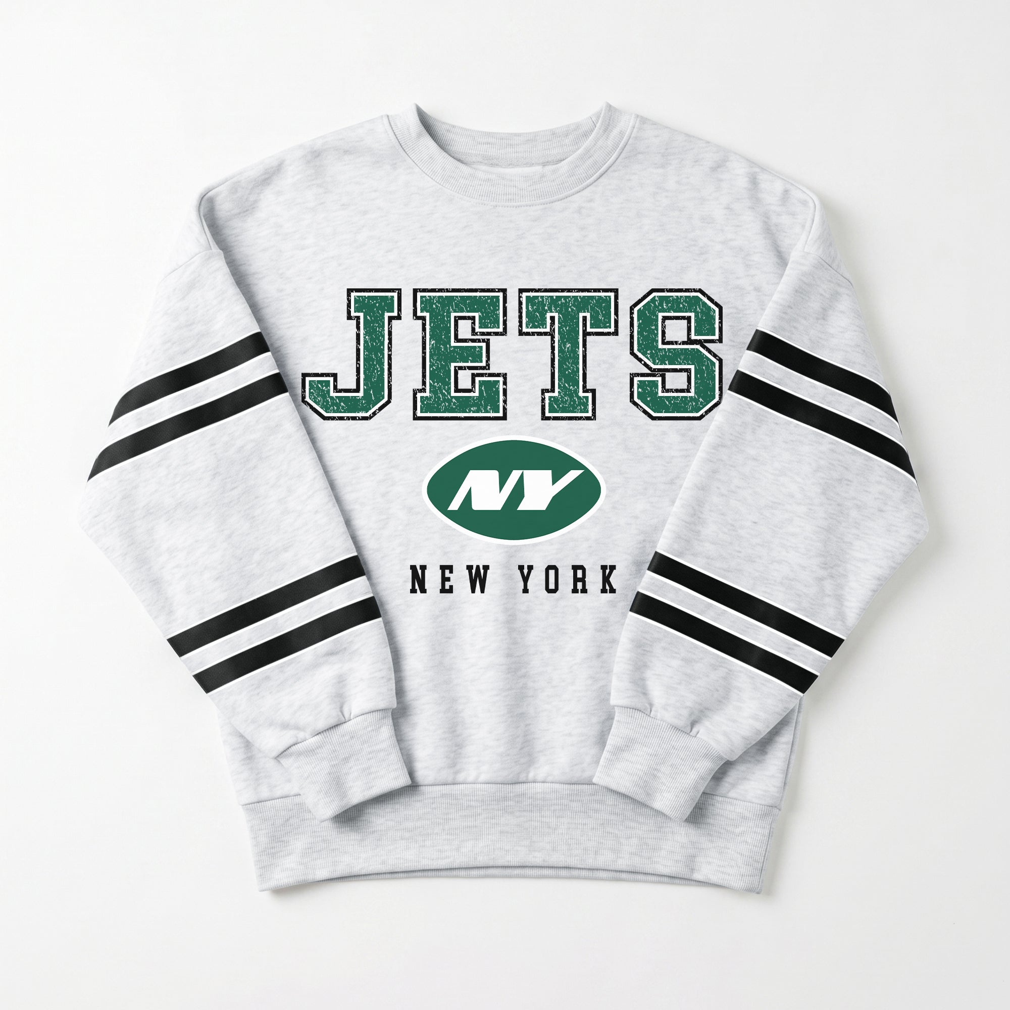 NEW YORK JETS STADIUM STRIPES STRIPE SLEEVE CREWNECK SWEATSHIRT