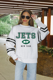 NEW YORK JETS STADIUM STRIPES STRIPE SLEEVE CREWNECK SWEATSHIRT