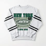NEW YORK JETS OFF THE GRID STRIPE SLEEVE CREWNECK SWEATSHIRT