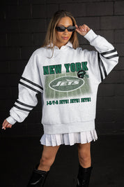 NEW YORK JETS OFF THE GRID STRIPE SLEEVE CREWNECK SWEATSHIRT