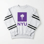 NEW YORK UNIVERSITY VIOLETS STADIUM STRIPES STRIPE SLEEVE CREWNECK SWEATSHIRT