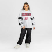 OKLAHOMA SOONERS STADIUM STRIPES STRIPE SLEEVE CREWNECK SWEATSHIRT