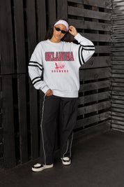 OKLAHOMA SOONERS STADIUM STRIPES STRIPE SLEEVE CREWNECK SWEATSHIRT
