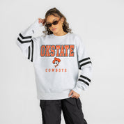OKLAHOMA STATE COWBOYS STADIUM STRIPES STRIPE SLEEVE CREWNECK SWEATSHIRT